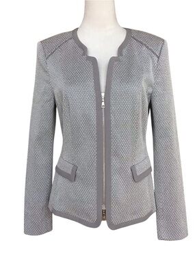 Basler Grey Textured Zip Up Jacket